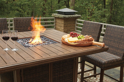 Paradise Trail Outdoor Counter Height Dining Table with 4 Barstools
