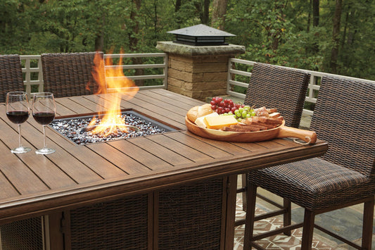 Paradise Trail Outdoor Counter Height Dining Table with 4 Barstools