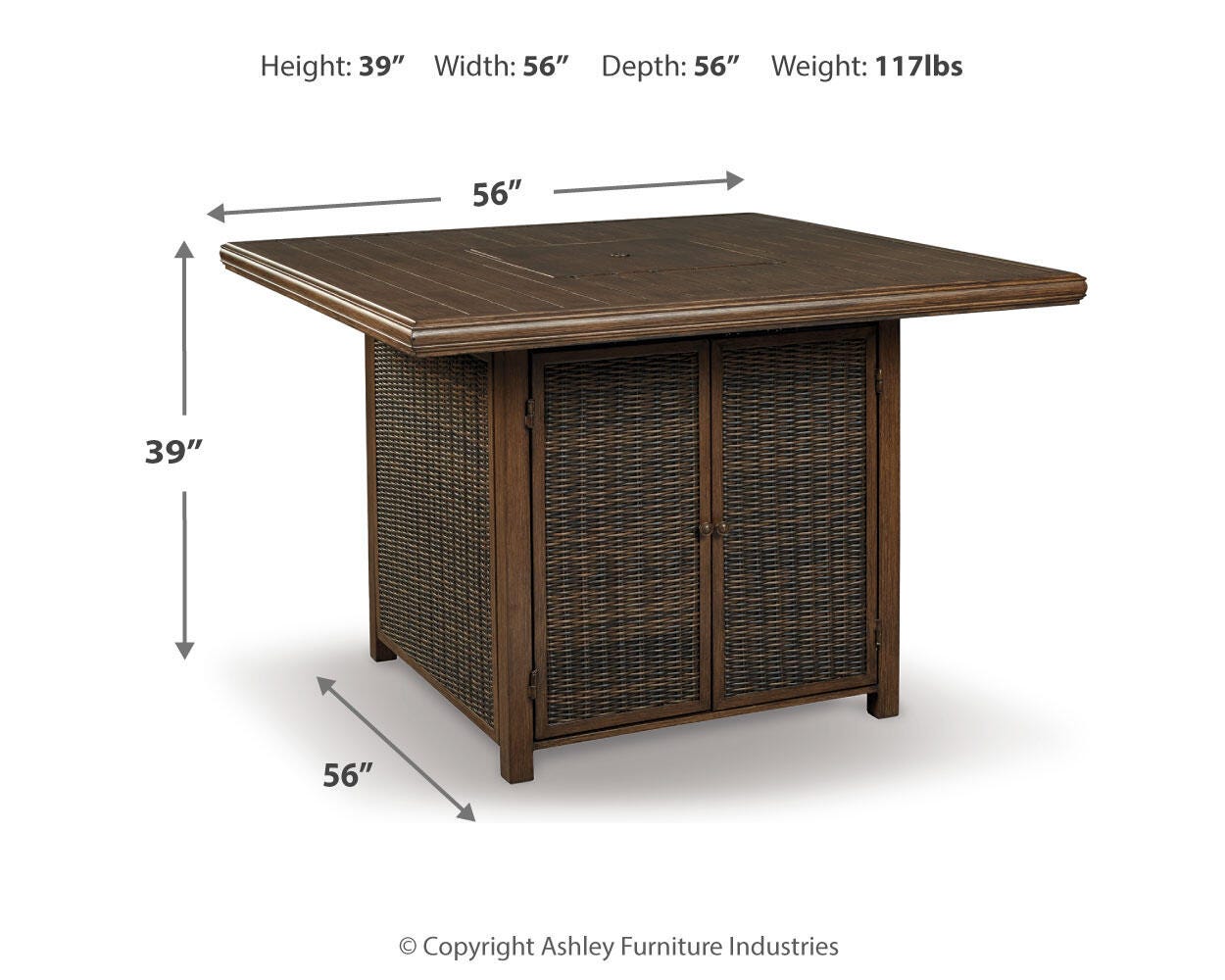 Paradise Trail Square Bar Table w/Fire Pit
