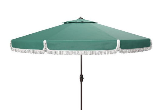 Milan Fringe 9ft Crank Outdoor Push Button Tilt Umbrella
