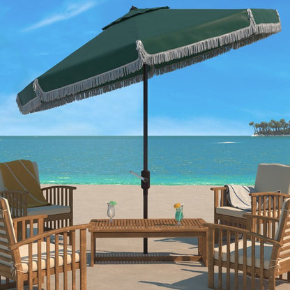 Milan Fringe 9ft Crank Outdoor Push Button Tilt Umbrella