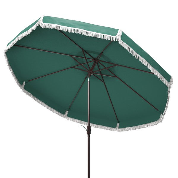 Milan Fringe 9ft Crank Outdoor Push Button Tilt Umbrella