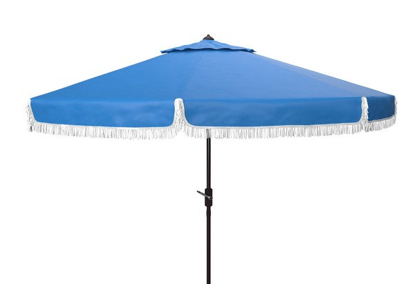 Milan Fringe 9ft Crank Outdoor Push Button Tilt Umbrella