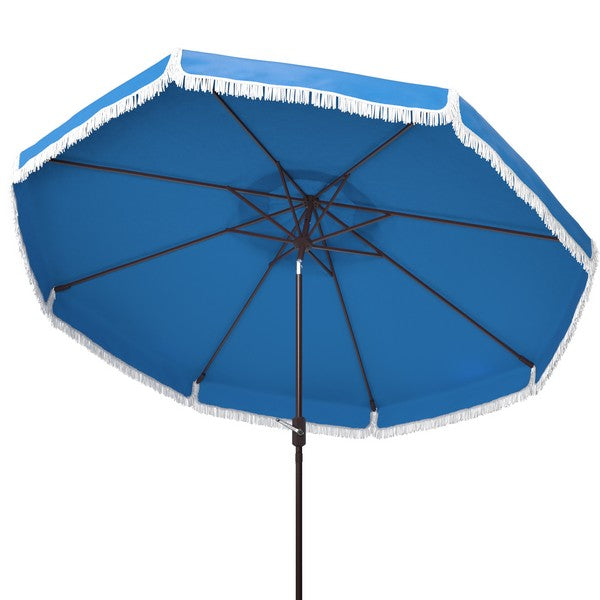 Milan Fringe 9ft Crank Outdoor Push Button Tilt Umbrella