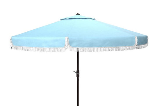 Milan Fringe 9ft Crank Outdoor Push Button Tilt Umbrella