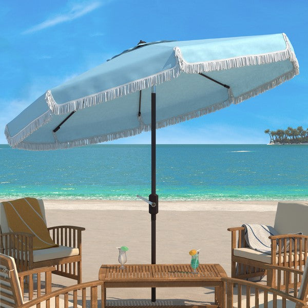 Milan Fringe 9ft Crank Outdoor Push Button Tilt Umbrella