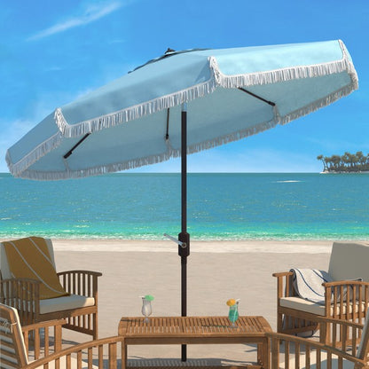 Milan Fringe 9ft Crank Outdoor Push Button Tilt Umbrella