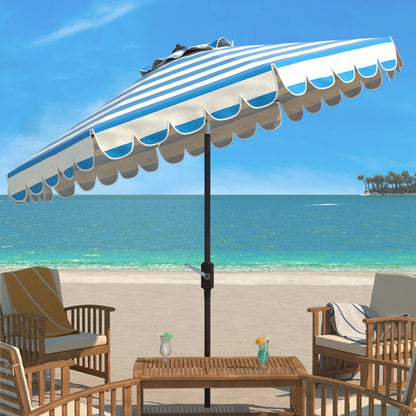 Maui Single Scallop Striped 9ft Crank Push Button Tilt Umbrella