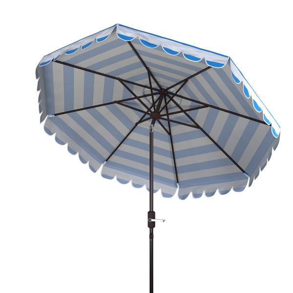 Maui Single Scallop Striped 9ft Crank Push Button Tilt Umbrella