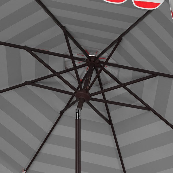 Maui Single Scallop Striped 9ft Crank Push Button Tilt Umbrella