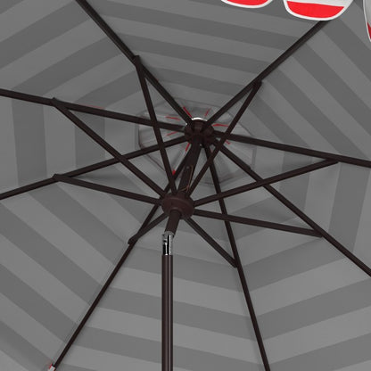 Maui Single Scallop Striped 9ft Crank Push Button Tilt Umbrella