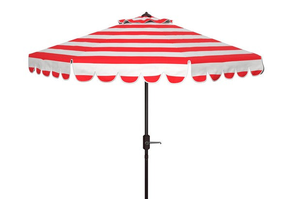 Maui Single Scallop Striped 9ft Crank Push Button Tilt Umbrella