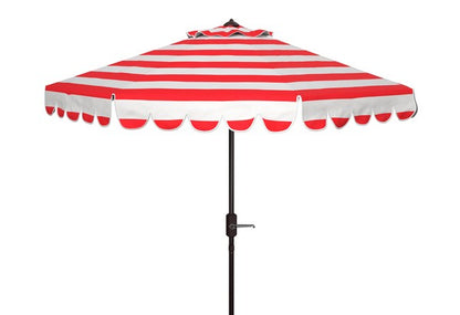 Maui Single Scallop Striped 9ft Crank Push Button Tilt Umbrella