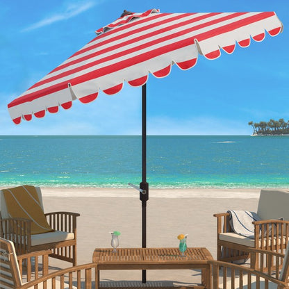 Maui Single Scallop Striped 9ft Crank Push Button Tilt Umbrella