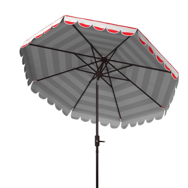 Maui Single Scallop Striped 9ft Crank Push Button Tilt Umbrella