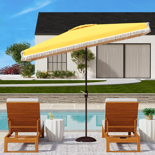Milan Fringe 6.5 X 10 Ft Rectangle Crank Umbrella