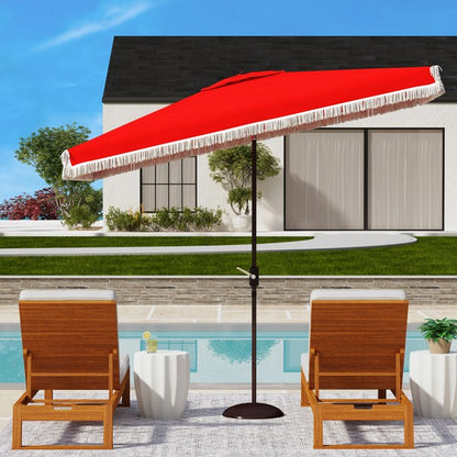 Milan Fringe 6.5 X 10 Ft Rectangle Crank Umbrella
