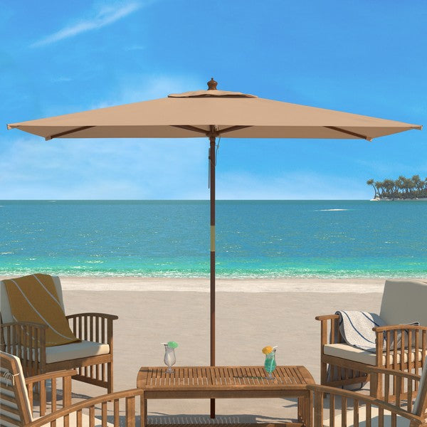 Aklin 6.5 Ft X 10 Ft Rectangle Wooden Pulley Market Umbrella (no Tilt)