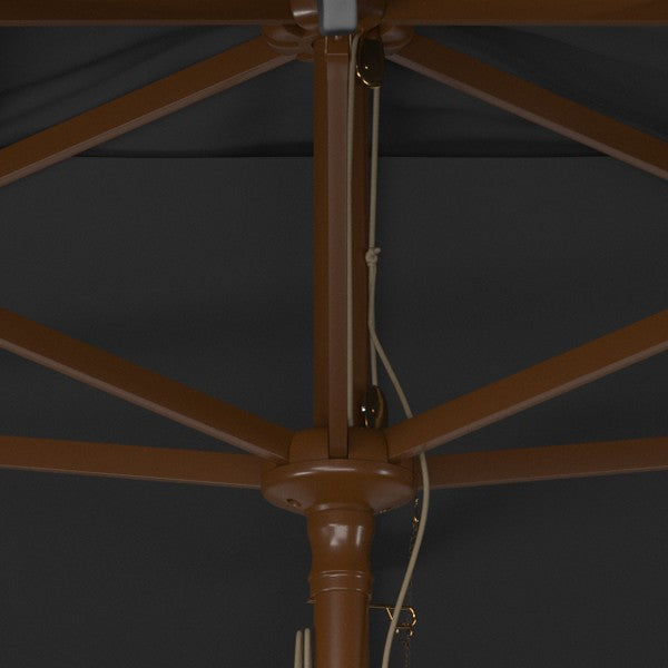 Aklin 6.5 Ft X 10 Ft Rectangle Wooden Pulley Market Umbrella (no Tilt)