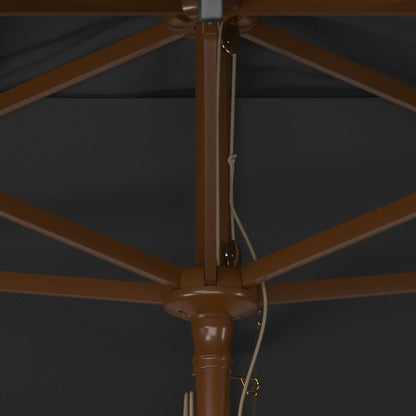 Aklin 6.5 Ft X 10 Ft Rectangle Wooden Pulley Market Umbrella (no Tilt)