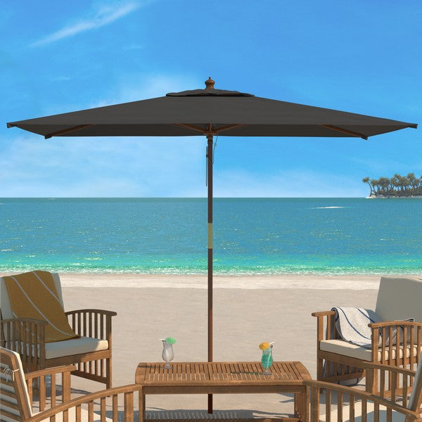 Aklin 6.5 Ft X 10 Ft Rectangle Wooden Pulley Market Umbrella (no Tilt)