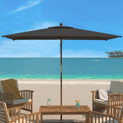 Aklin 6.5 Ft X 10 Ft Rectangle Wooden Pulley Market Umbrella (no Tilt)