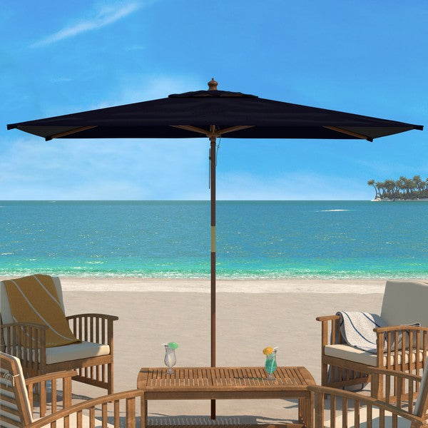 Aklin 6.5 Ft X 10 Ft Rectangle Wooden Pulley Market Umbrella (no Tilt)