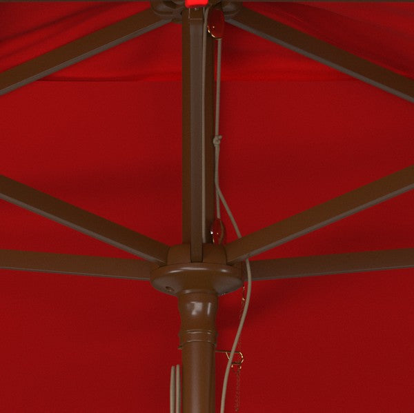 Aklin 6.5 Ft X 10 Ft Rectangle Wooden Pulley Market Umbrella (no Tilt)