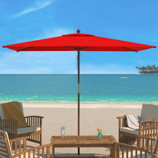 Aklin 6.5 Ft X 10 Ft Rectangle Wooden Pulley Market Umbrella (no Tilt)