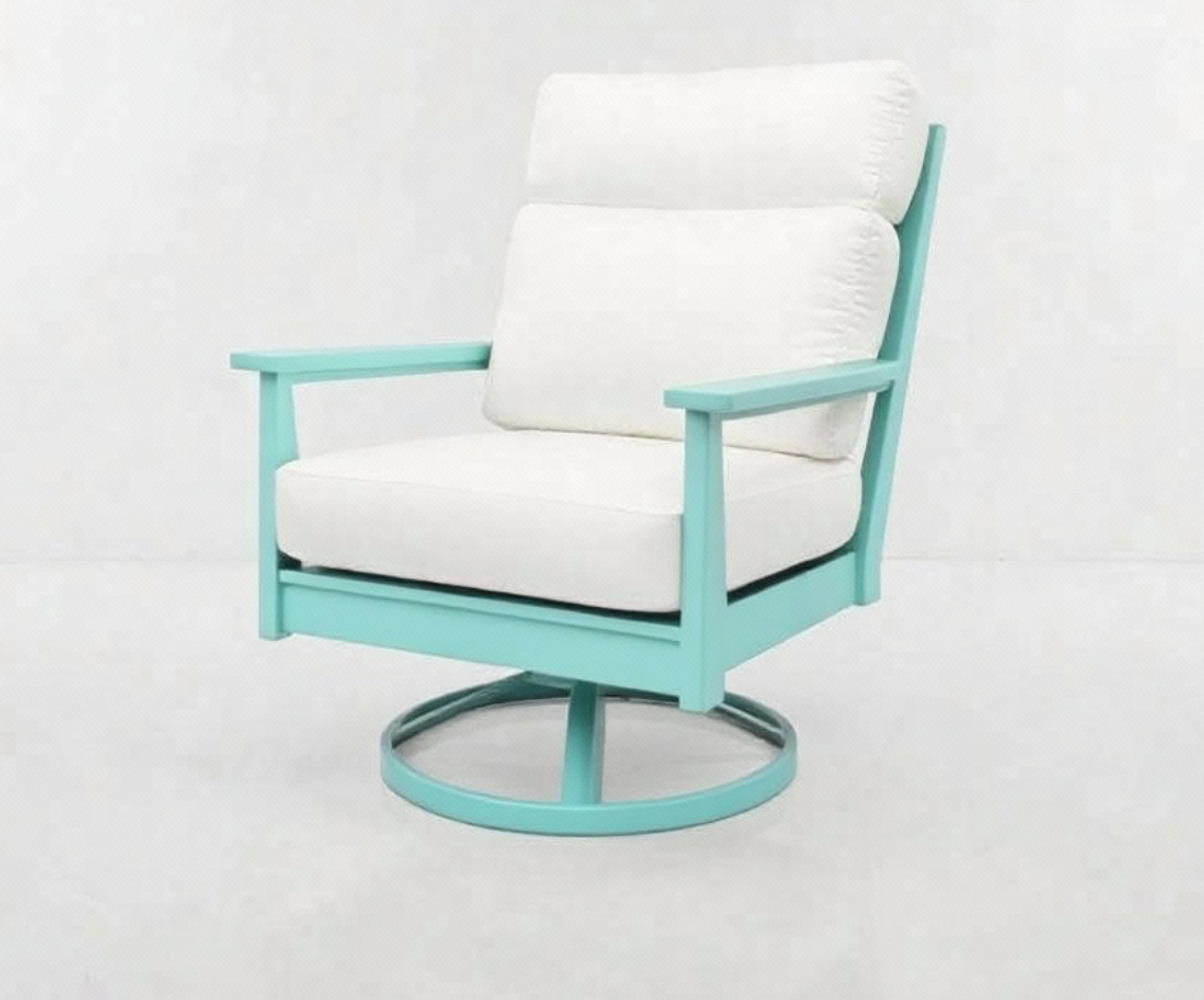 High Back Abaco Swivel Club Chair - Sea Glass