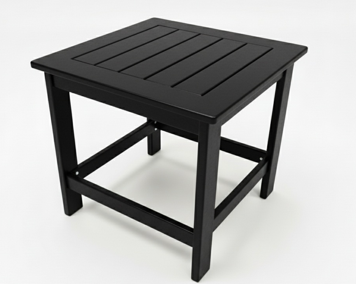 Square End Table with Grooves - Sea Glass