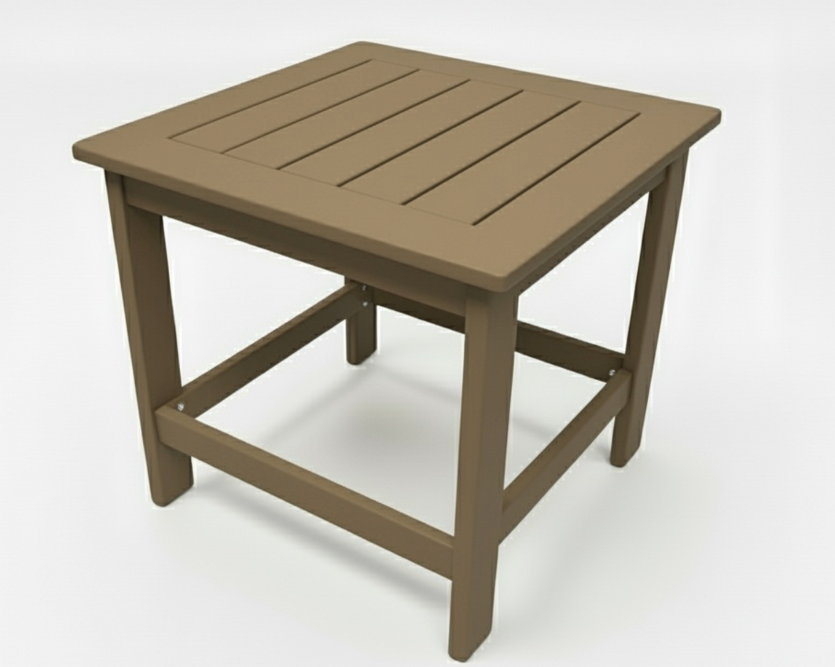 Square End Table with Grooves - Dove Grey