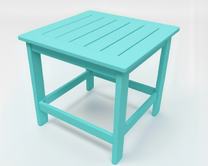 Square End Table with Grooves - Weatherwood