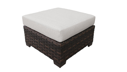 TK Classics Walnut Outdoor Wicker Square Ottoman