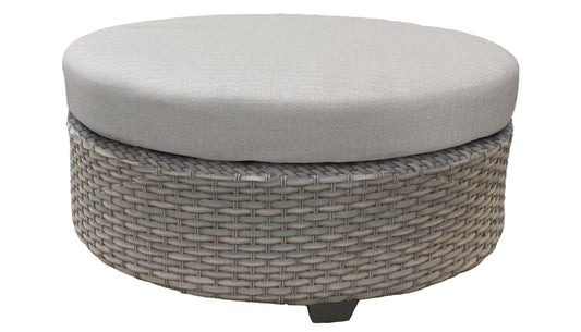 TK Classics Florence Outdoor Wicker Round Ottoman