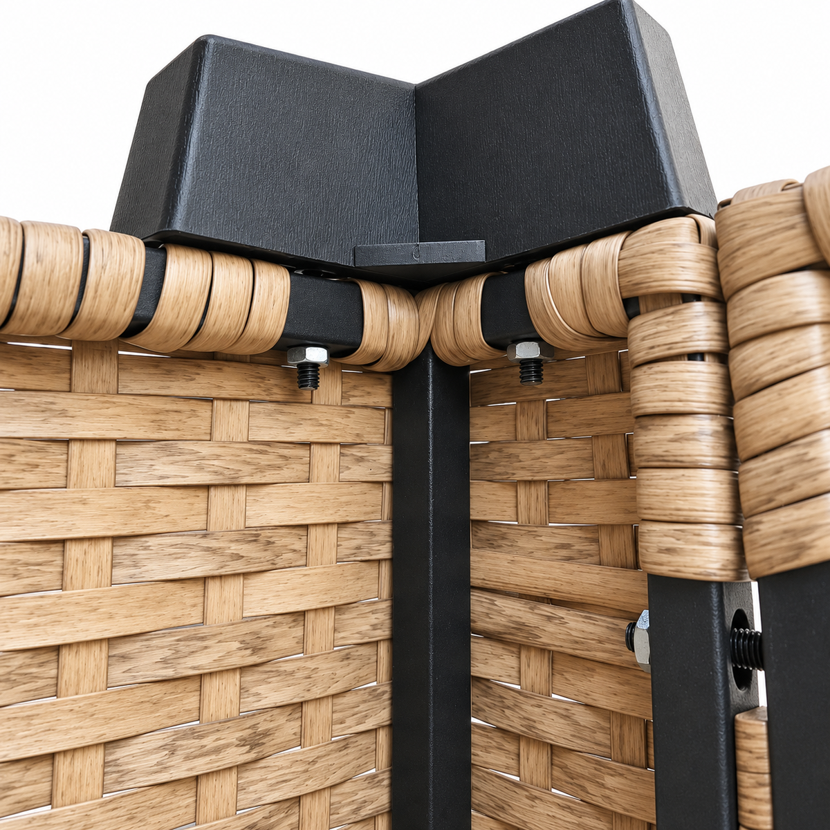 Essential Wicker Sofa – Tan wicker underside, bolts, and black foot | Jr's Patio San Diego