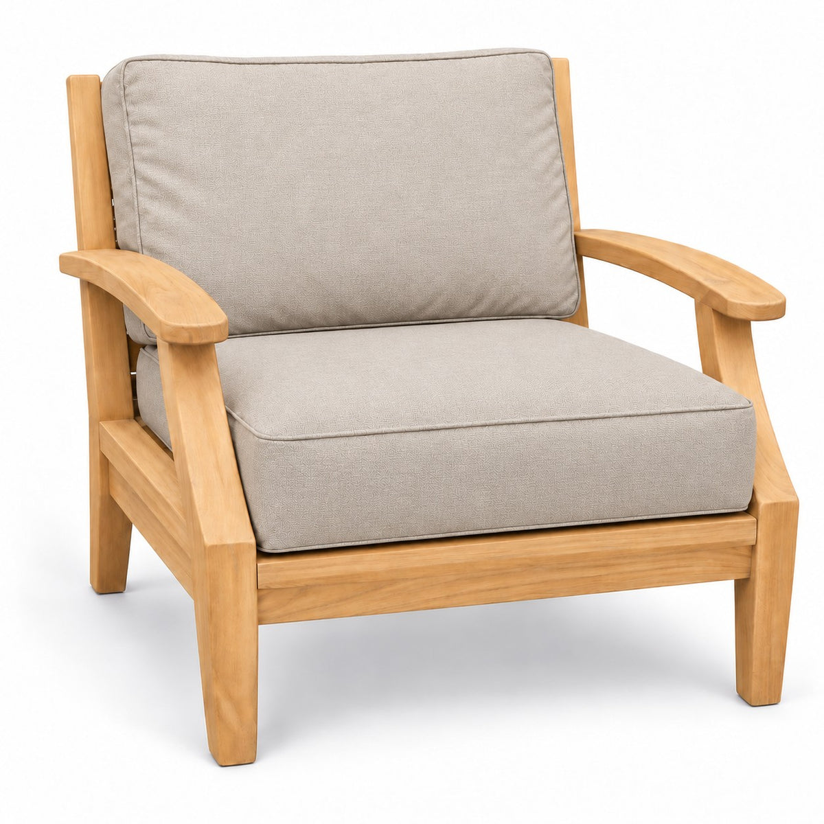 Mila Teak Club Chair in Olefin - Beige | Jr's Patio San Diego