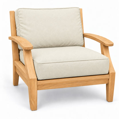 Mila Teak Club Chair in Sunbrella - Canvas Canvas | Jr's Patio San Diego