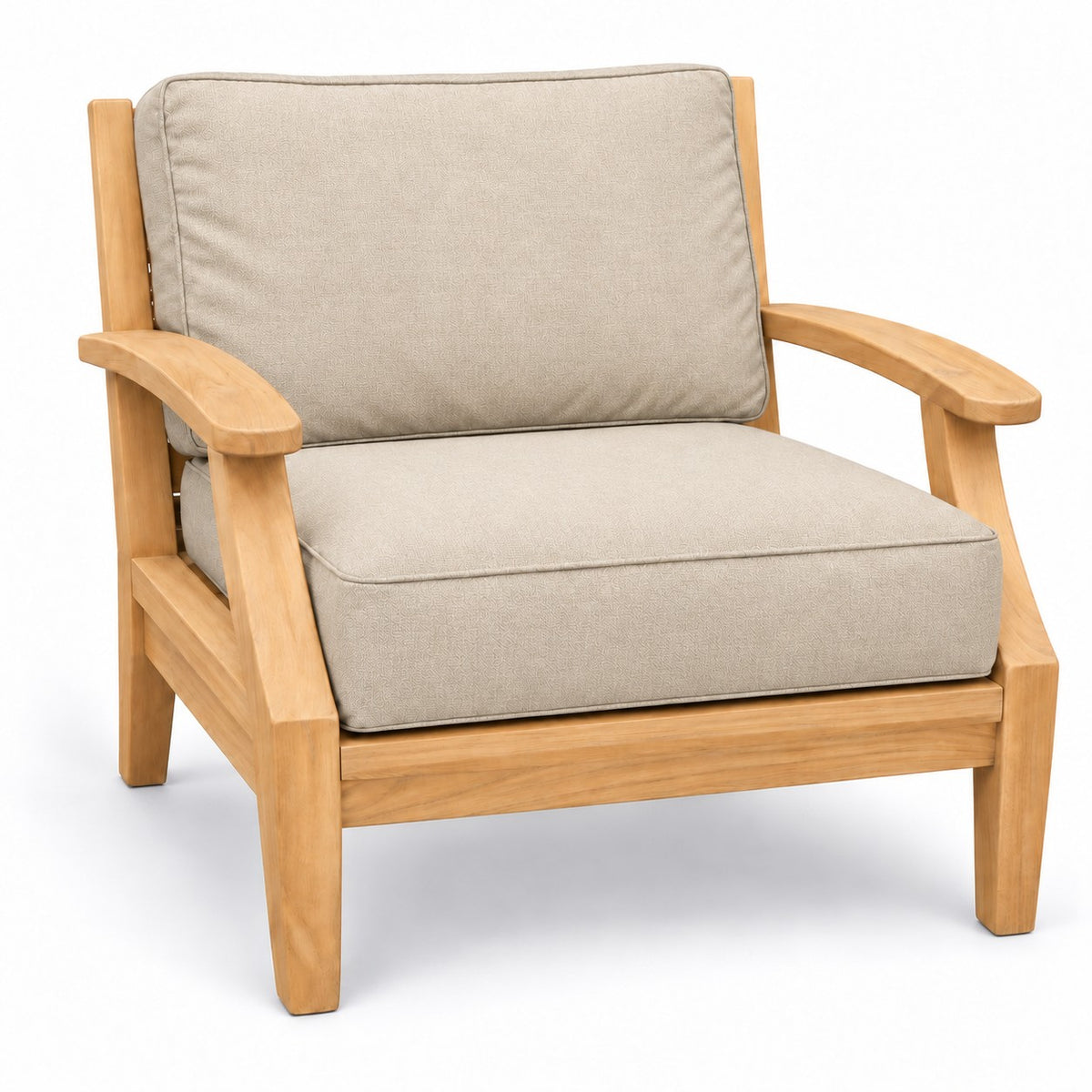 Mila Teak Club Chair in Sunbrella - Canvas Flax | Jr's Patio San Diego