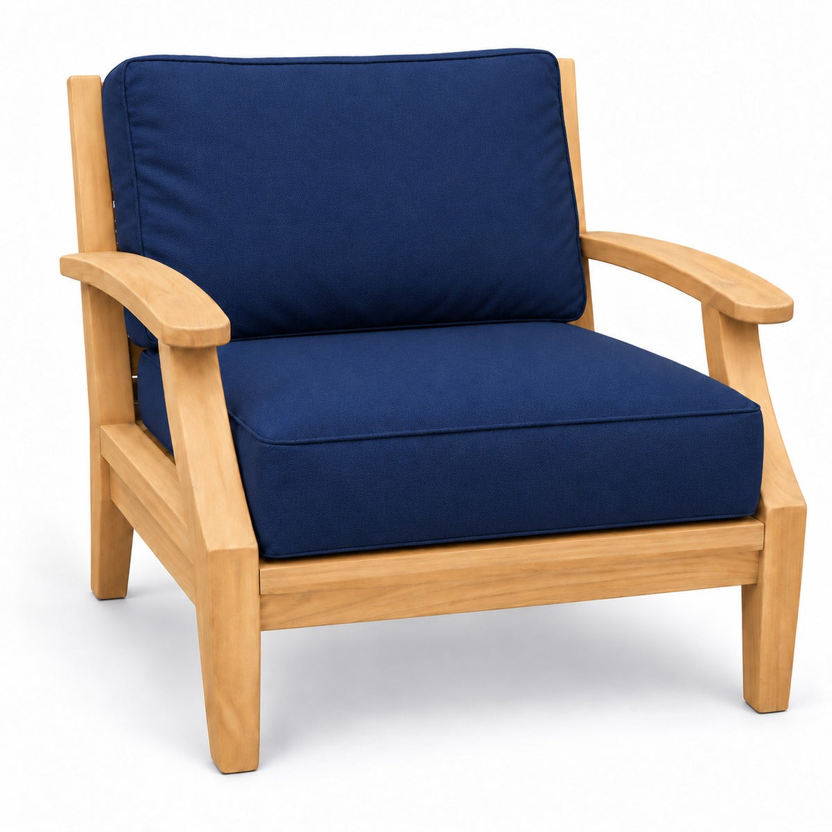 Mila Teak Club Chair in Sunbrella - Canvas Navy | Jr's Patio San Diego