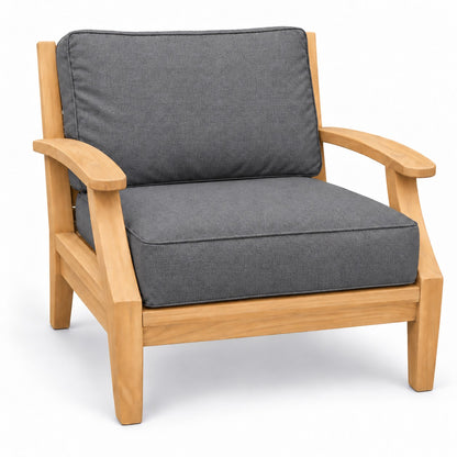 Mila Teak Club Chair in Sunbrella - Cast Slate | Jr's Patio San Diego