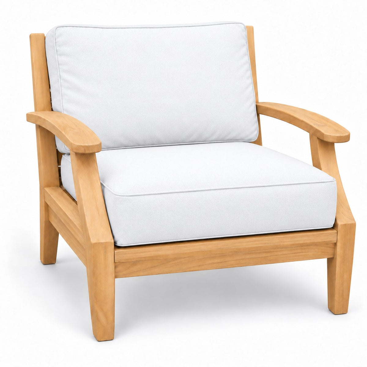 Mila Teak Club Chair in Olefin - White | Jr's Patio San Diego