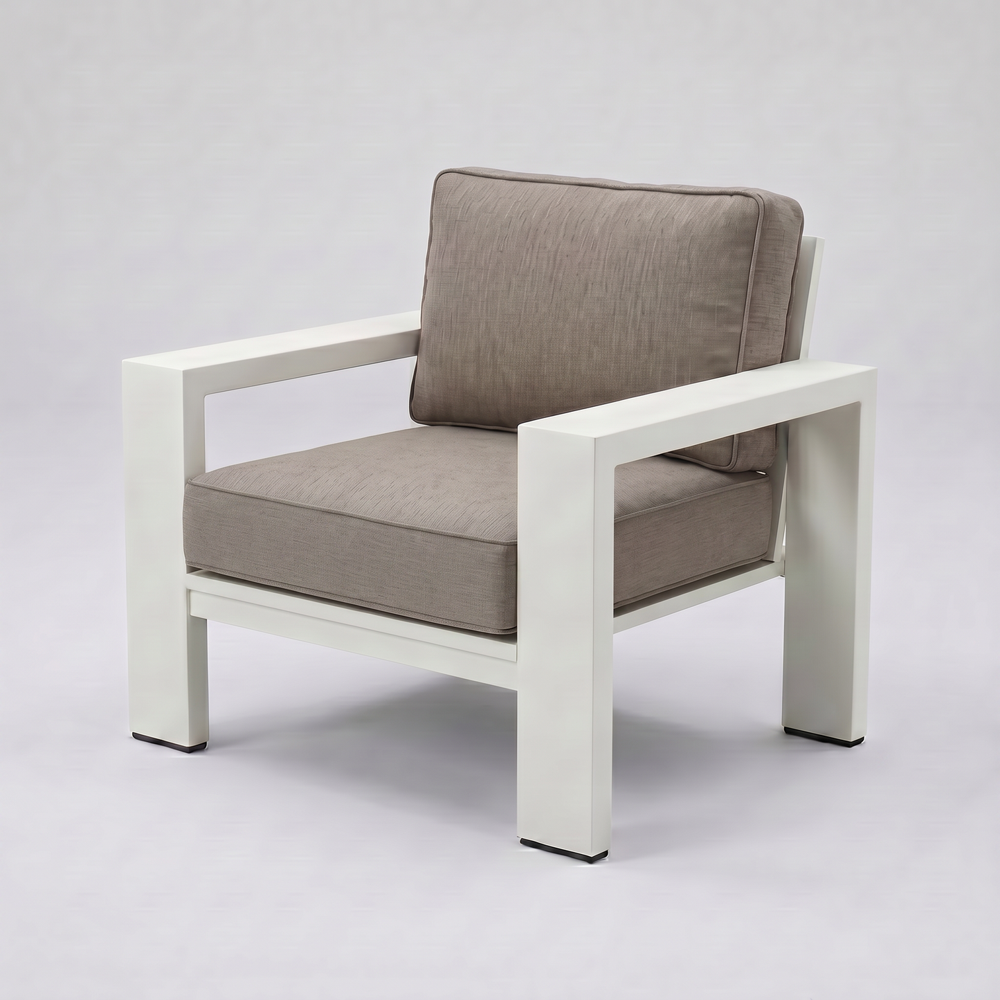 Kai Aluminum Club Chair – Beige frame – Sunbrella 40432 Cast Shale