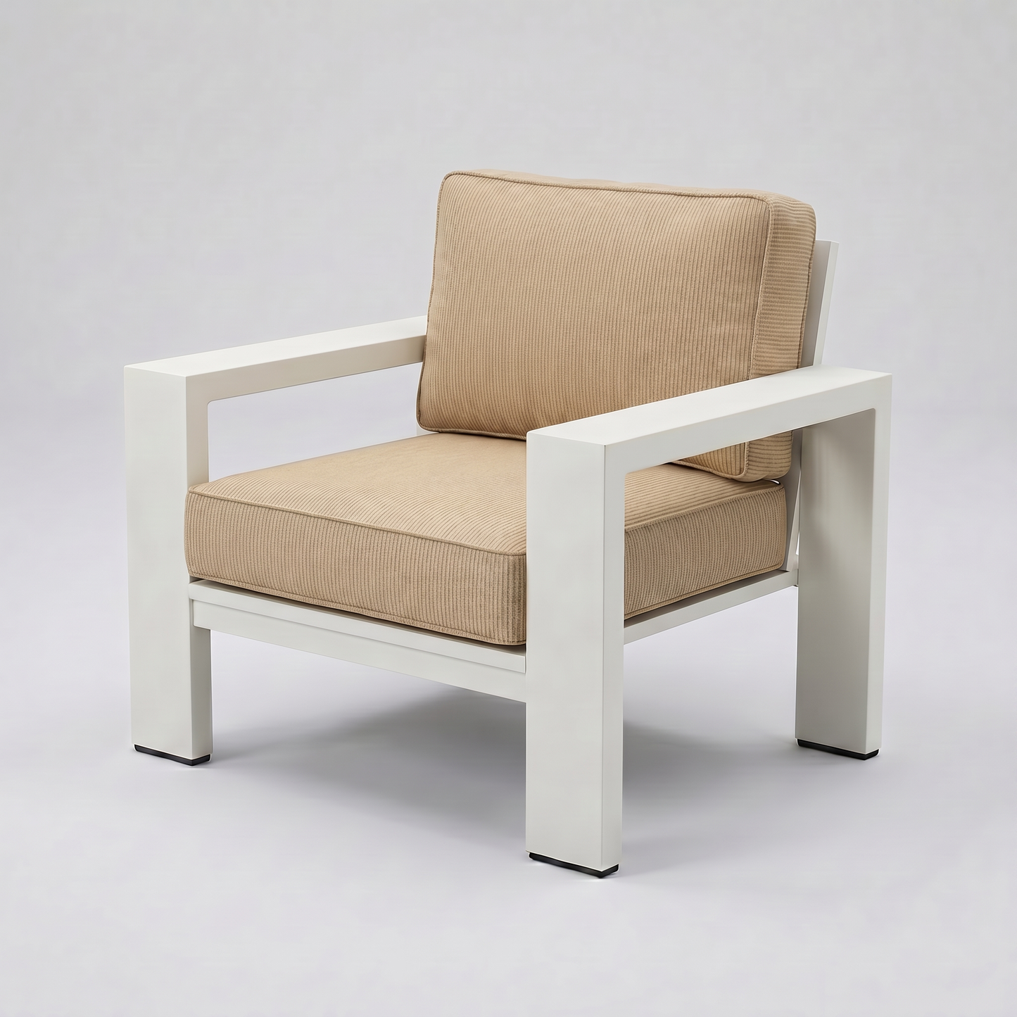 Kai Aluminum Club Chair – Beige frame – Sunbrella 48015 Spectrum Sand