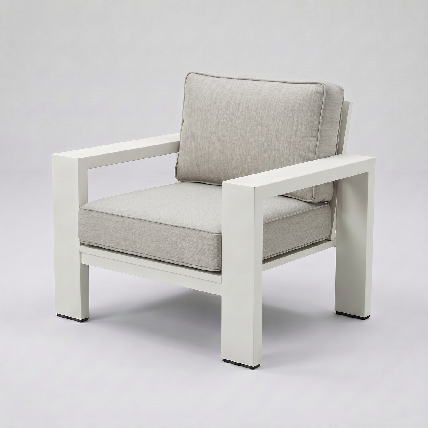 Kai Aluminum Club Chair – Beige frame – Sunbrella 5402 Canvas Granite