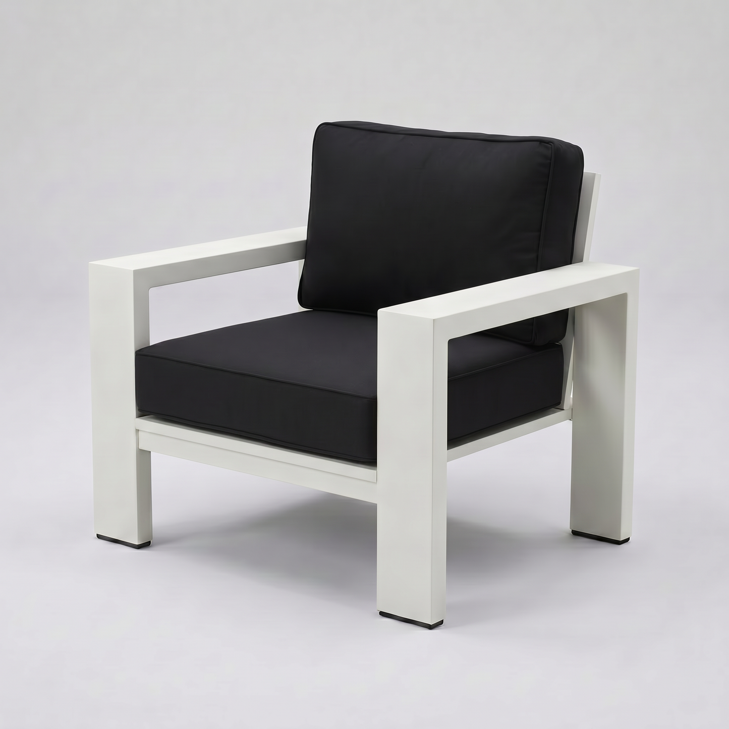 Kai Aluminum Club Chair – Beige frame – Sunbrella 5408 Canvas Black