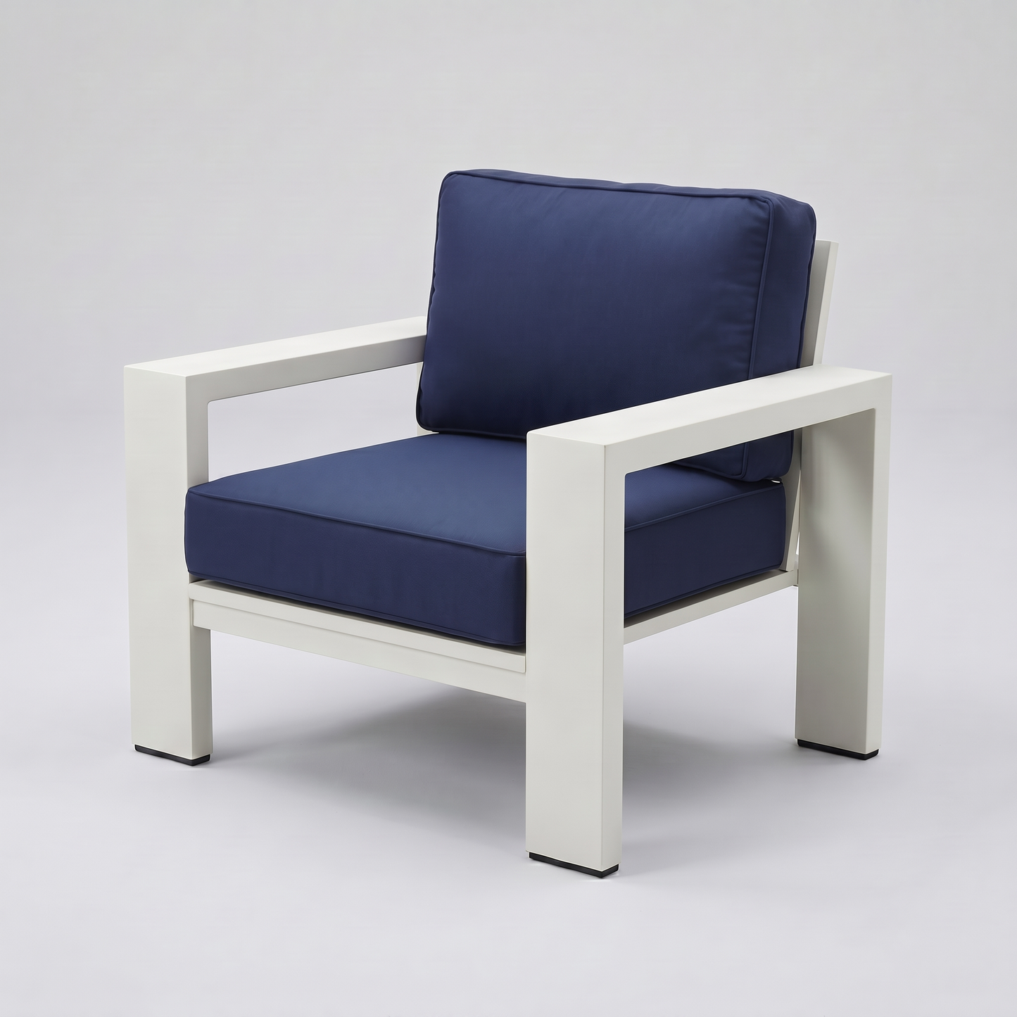 Kai Aluminum Club Chair – Beige frame – Sunbrella 5439 Canvas Navy