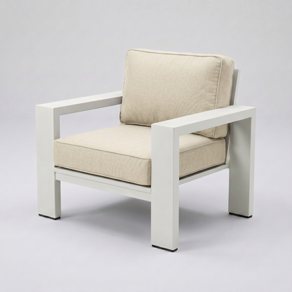 Kai Aluminum Club Chair – Beige frame – Sunbrella 5453 Canvas Canvas