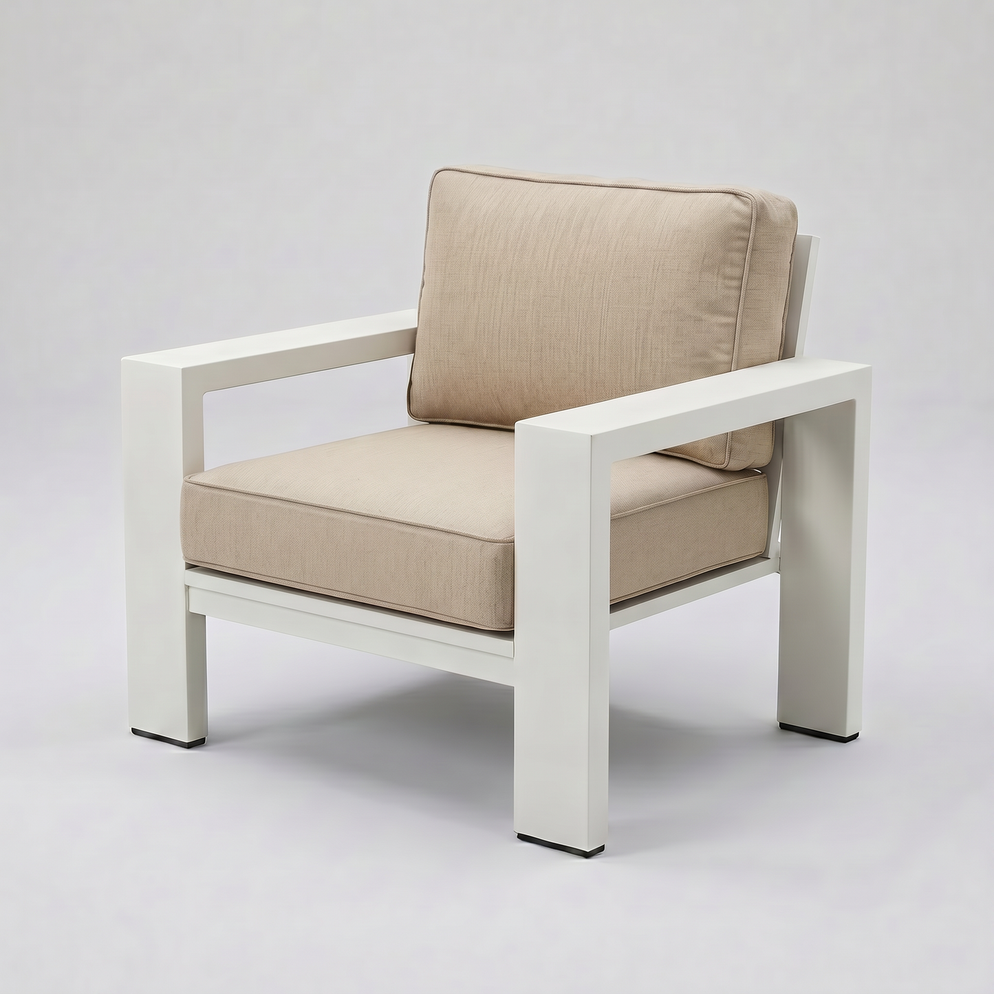 Kai Aluminum Club Chair – Beige frame – Sunbrella 5492 Canvas Flax