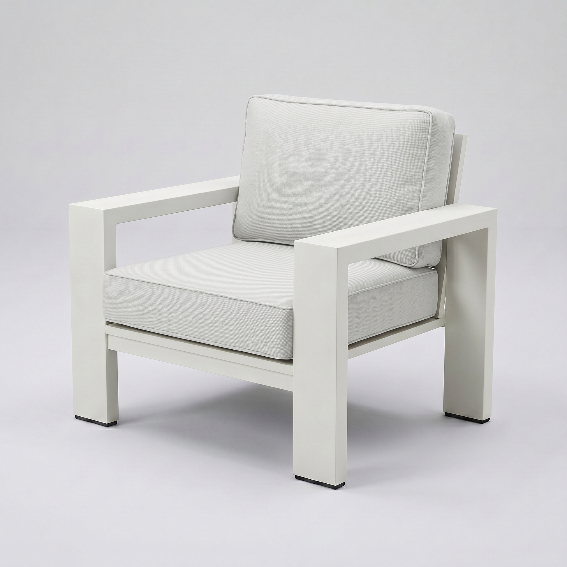 Kai Aluminum Club Chair – Beige frame – Olefin White